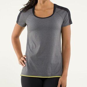 Lululemon Race Me Short Sleeve - 10 Heathered Soot Light / Black / Split Pea